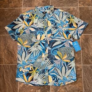 O’Neill NWT Blue Oasis Eco Floral Hawaiian Short Sleeve Button Up Shirt Men’s XL